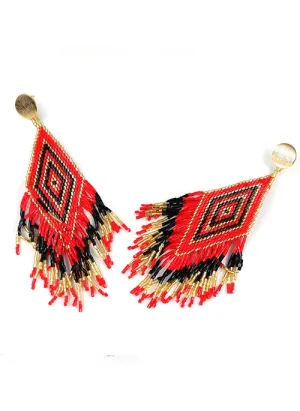 Anitha Beaded Earrings in Red