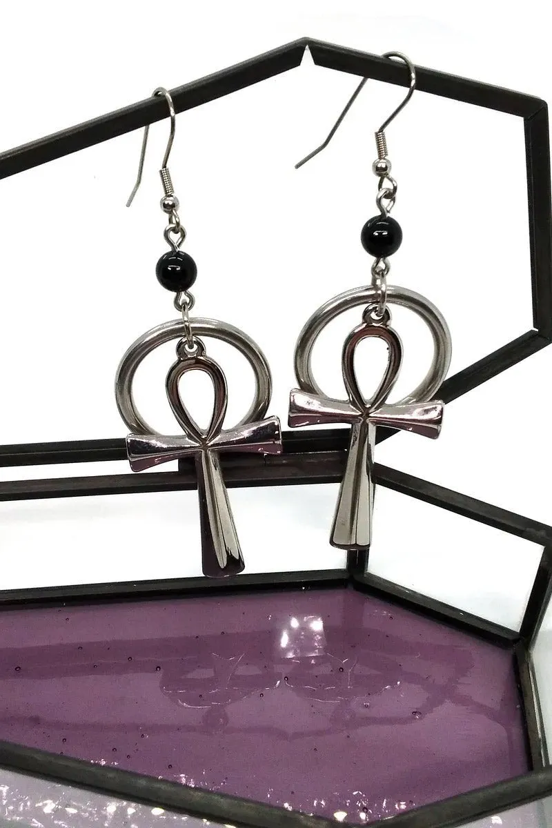 Ankh and Ring Earrings