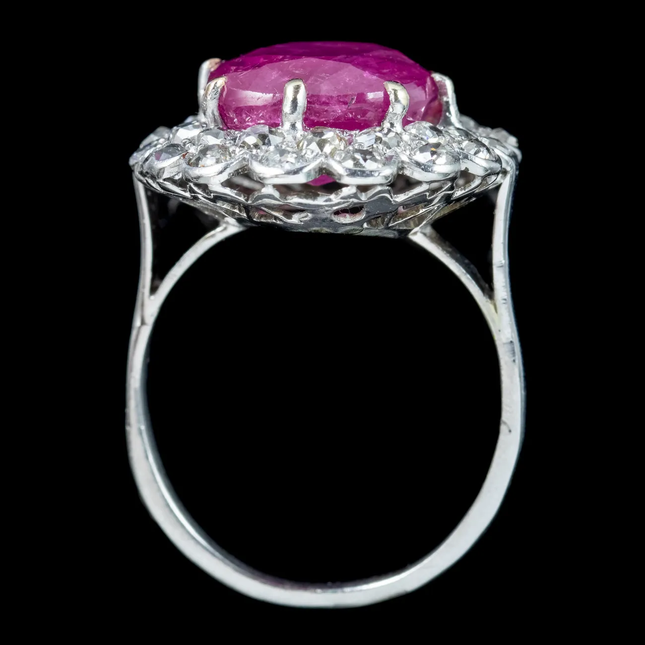 Antique Edwardian French Ruby Diamond Cluster Ring 9.52ct Burmese Ruby With Cert