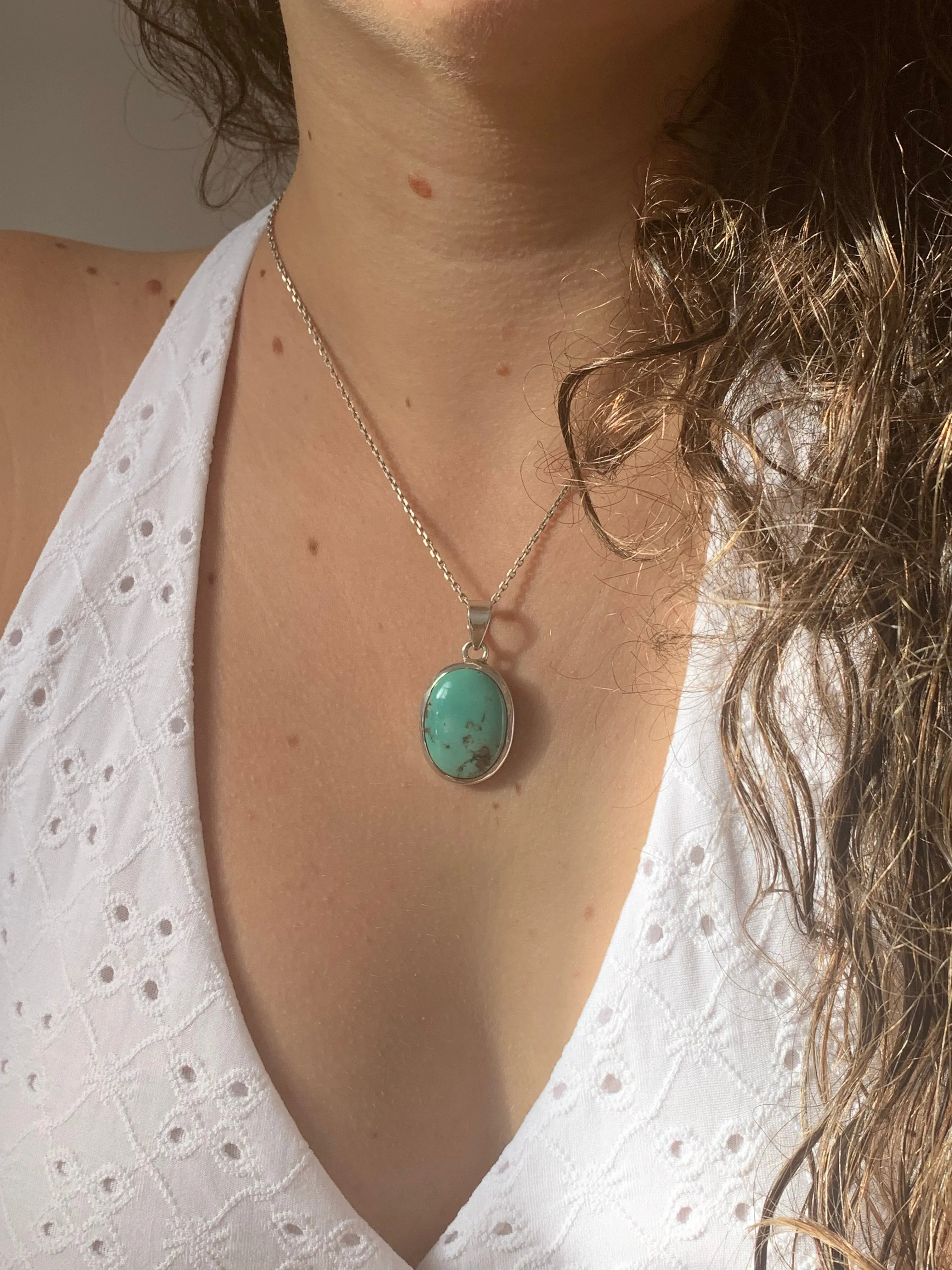 Arizona Turquoise Naevia Pendant - Small Oval