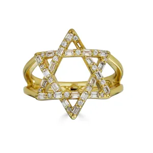 BAGUETTE CZ STAR OF DAVID RING