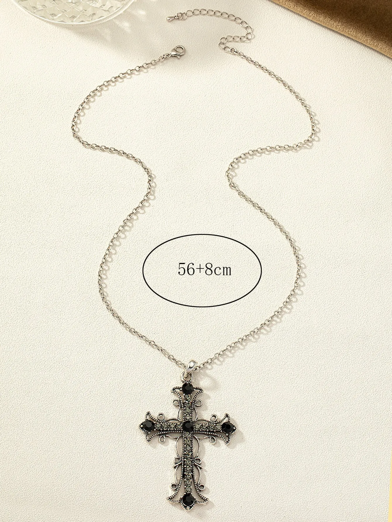 Black Decor Cross Charm Necklace for Women Novelty Necklace Creative Necklace