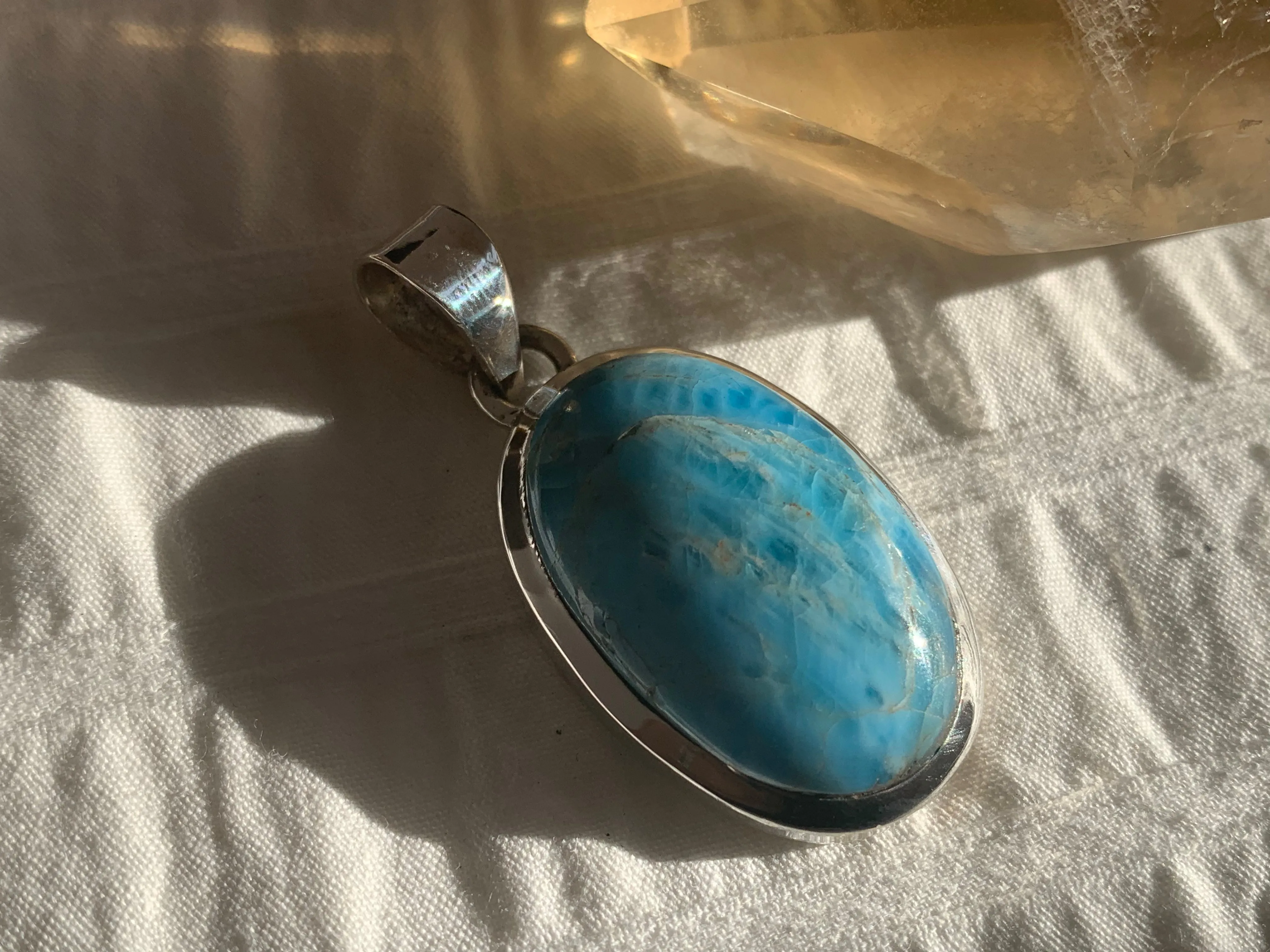 Blue Apatite Naevia Pendant - Reg. Oval