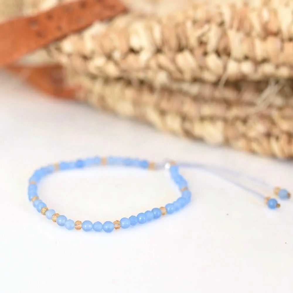 Blue Aquamarine Adjustable Gemstone Bracelet