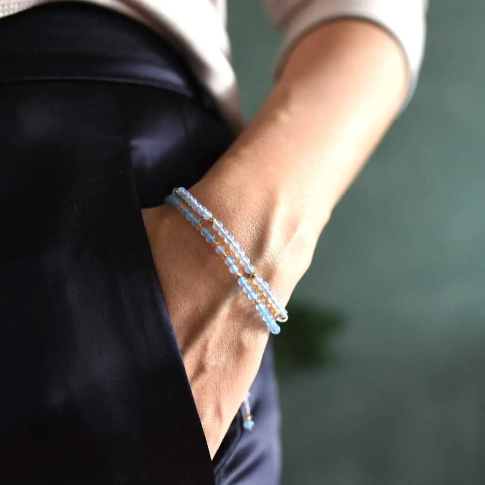 Blue Aquamarine Adjustable Gemstone Bracelet