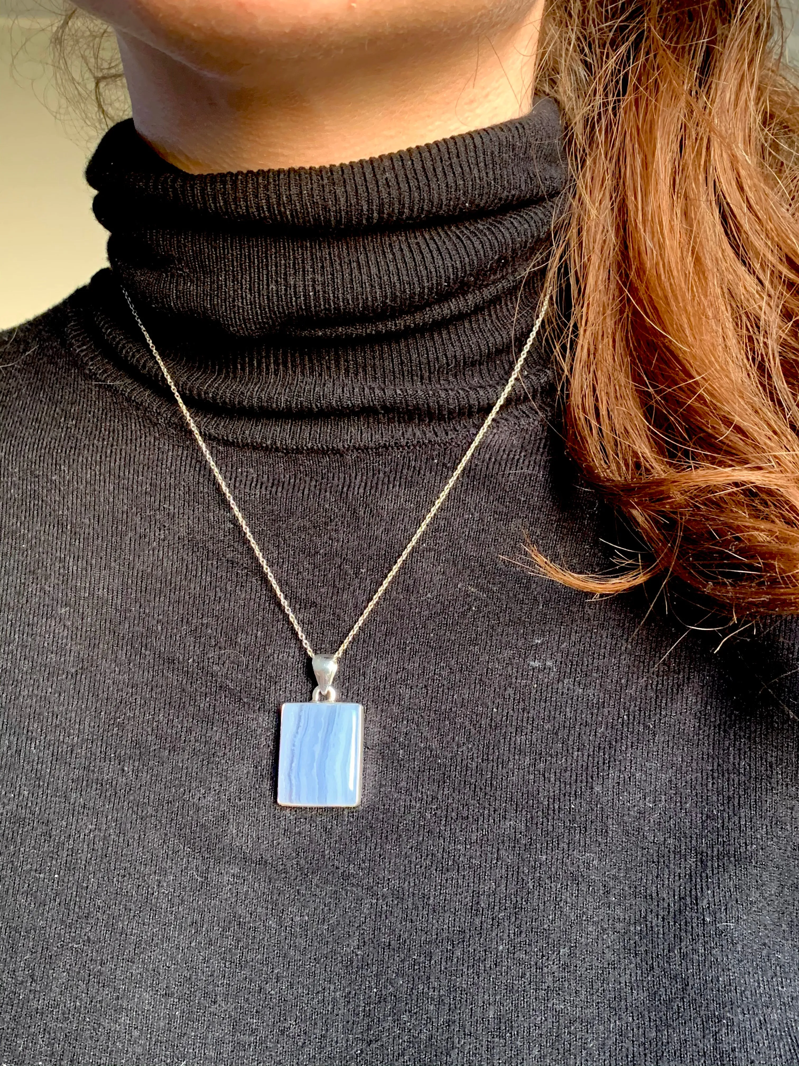 Blue Lace Agate Akoni Pendant - Square