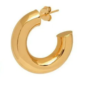 Bold, Chunky Gold Hoop Earrings - Medium