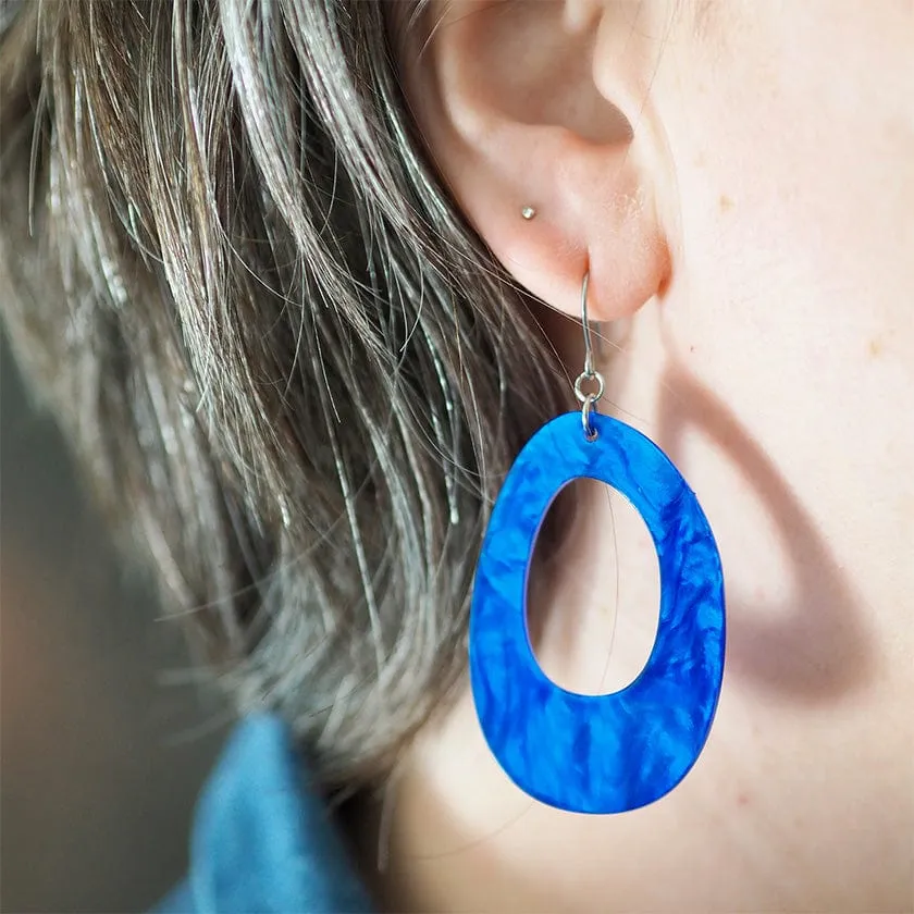 Bold Hoop Ripple Drop Earrings - Navy Blue