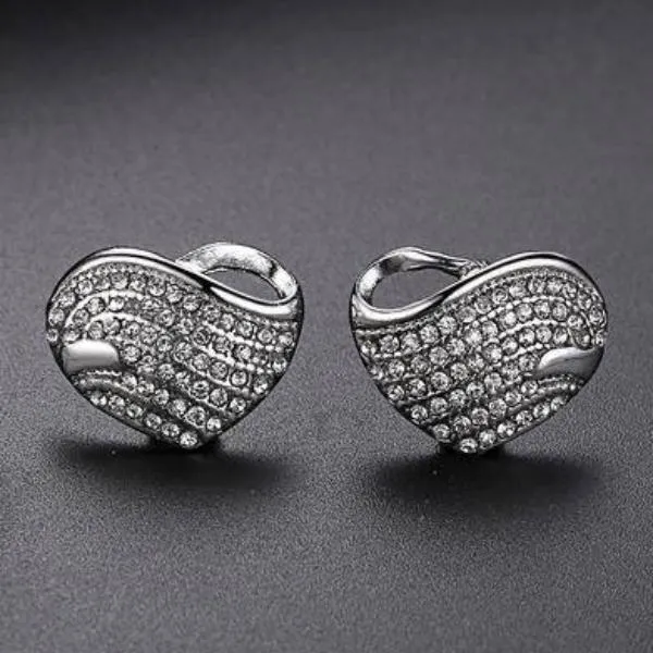 Bold Pavé Hearts Cz Earrings for Women by Feshionn IOBI