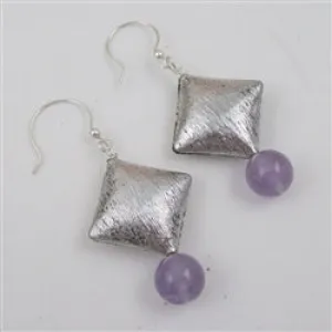 Cape Amethyst and Pewter Earring Handcrafted