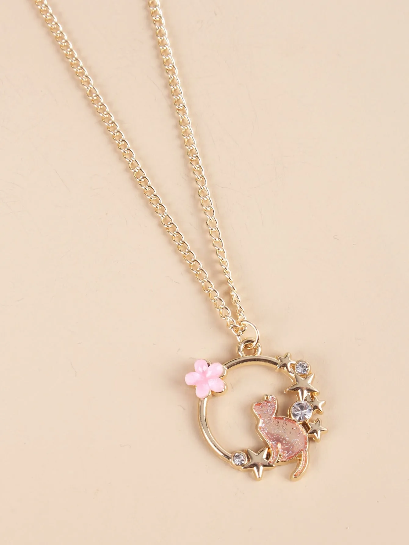 Cat & Flower Decor Necklace Creative Necklace for Women Fashion Jewelry