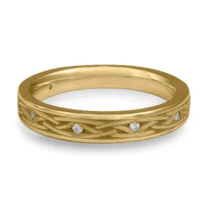 Celtic Arches Wedding Band with Diamonds in 14K Yellow Gold