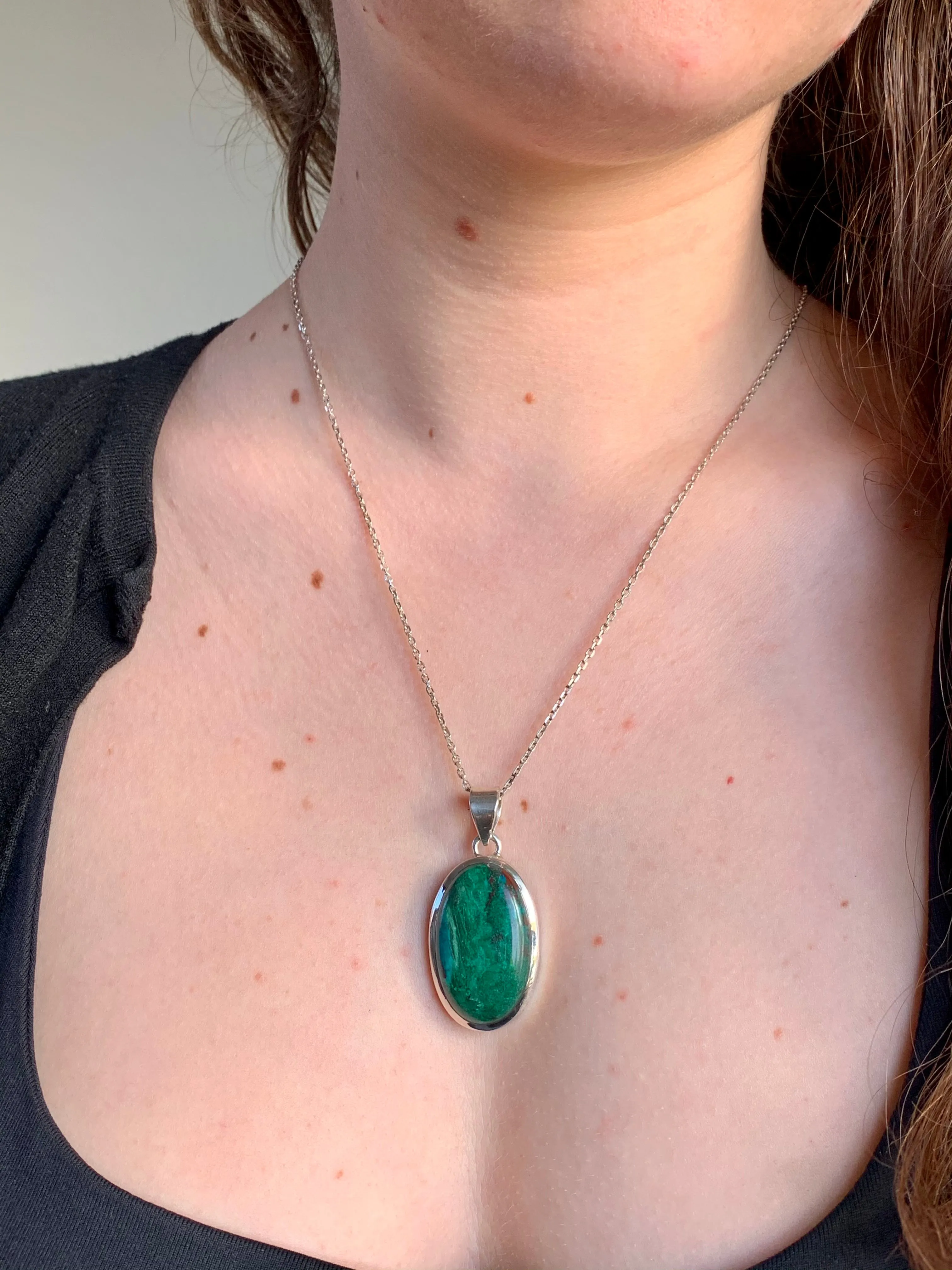 Chrysocolla Naevia Pendant - Reg. Oval