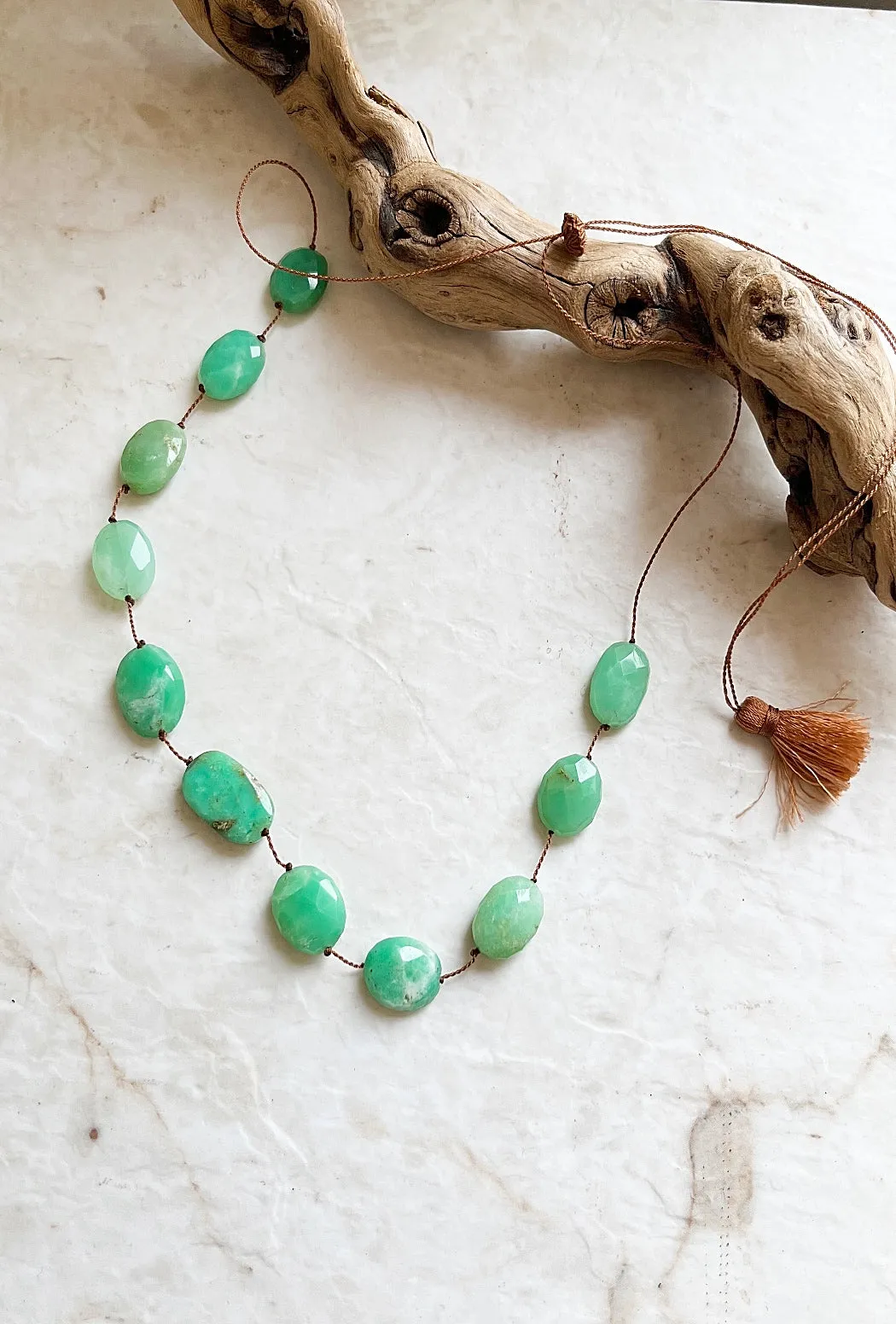 Chrysoprase Tassel Necklace