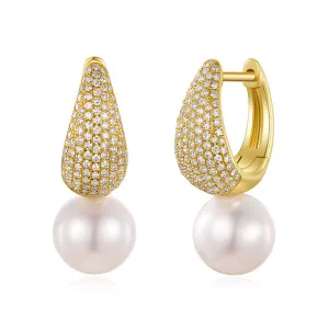 Chubby Diamond Pavé & Pearl Drop Earrings