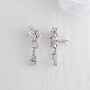 Clip On Leaf Earrings for Brides-Talia