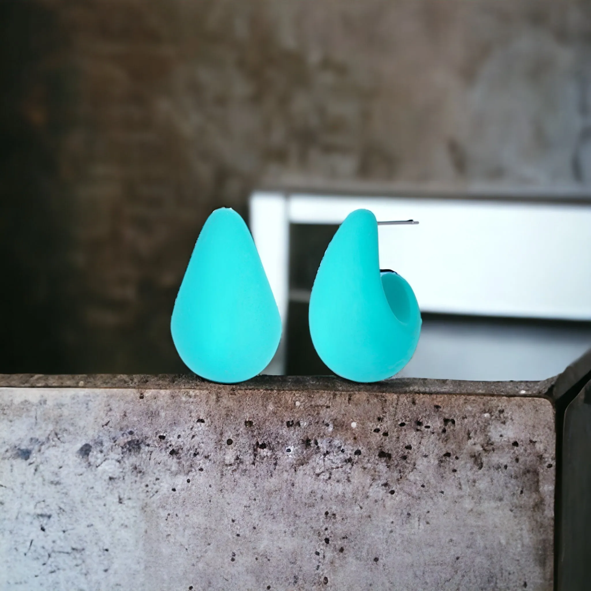 Colored Teardrop Stud Earrings