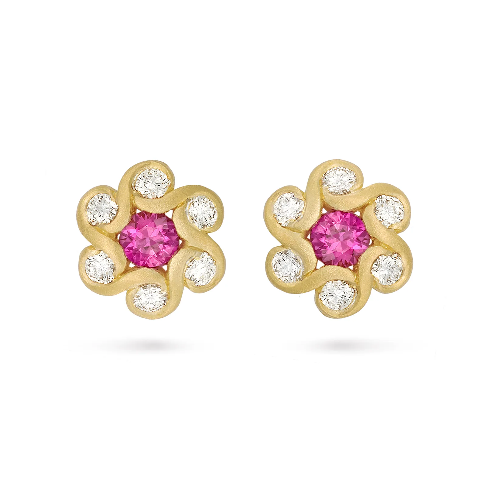 Contour Pink Sapphire & Diamond Whirlpool Earrings