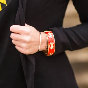 Crab Bracelet (Red/Gold) / Enamel Bangle Bracelet