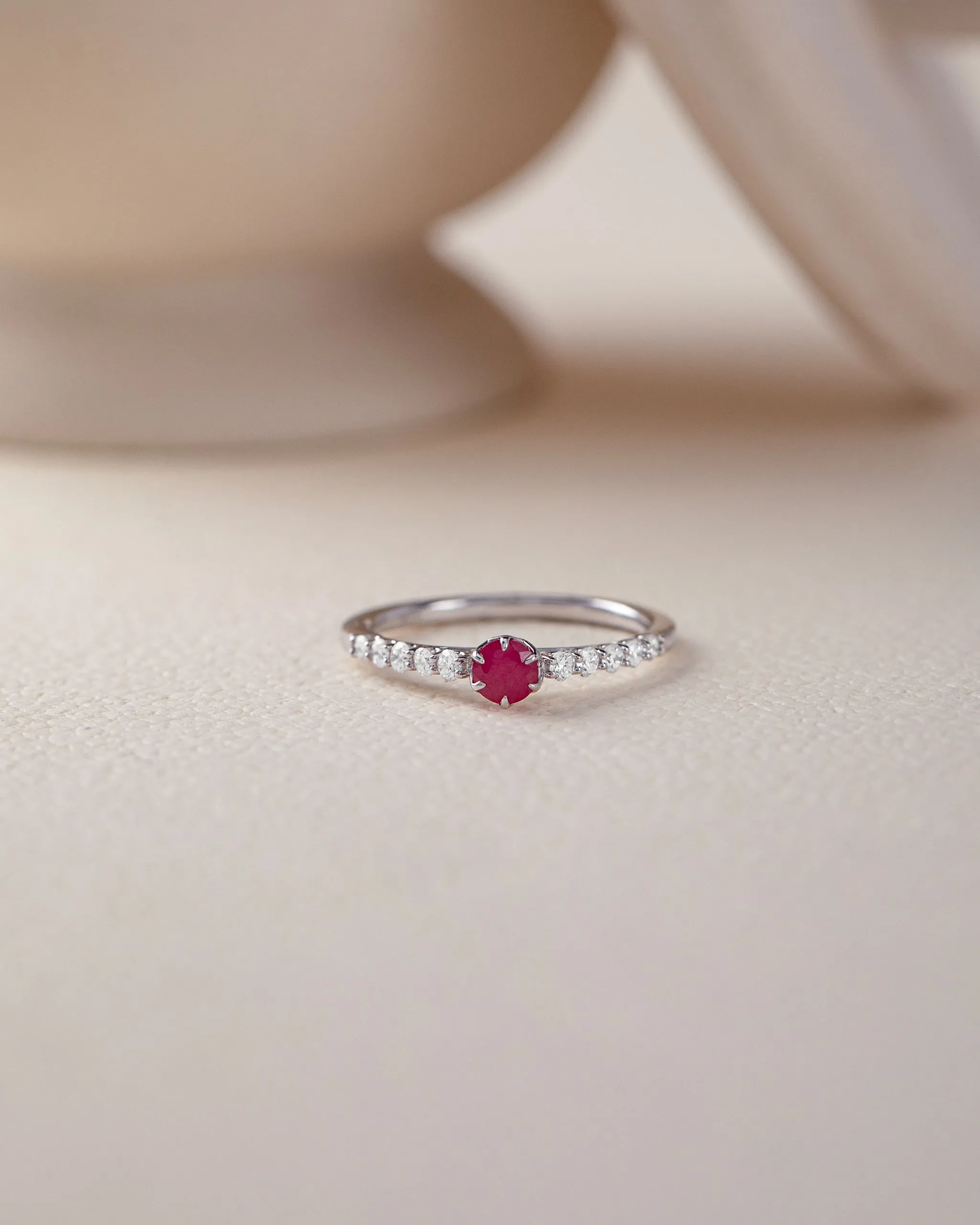 Created Ruby Sleek Diamond Ring