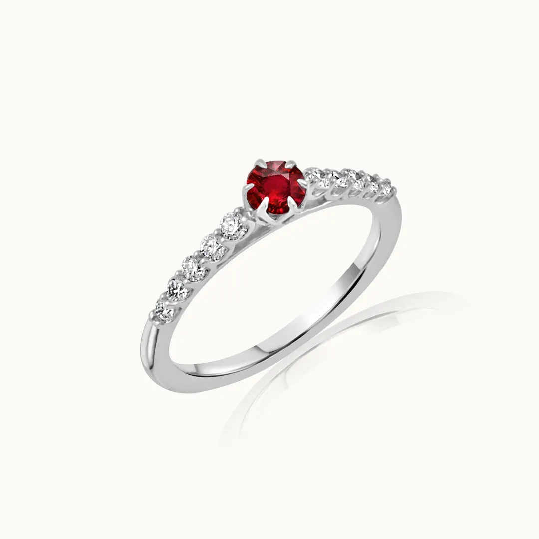 Created Ruby Sleek Diamond Ring