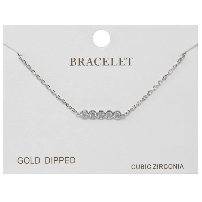 CZ Pave Bar Delicate Chain Bracelet