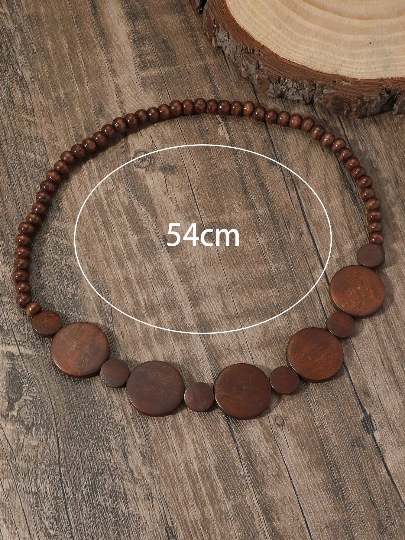 Dark Brown Wooden Beaded Necklace for Women Girls Accessories Jewelry Gifts Gift