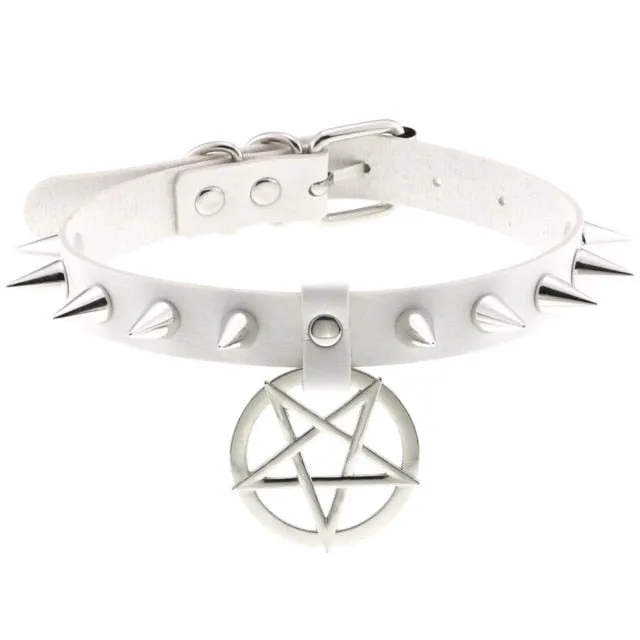 'Darkest Depths' Alt Goth Pentagram Spike Choker