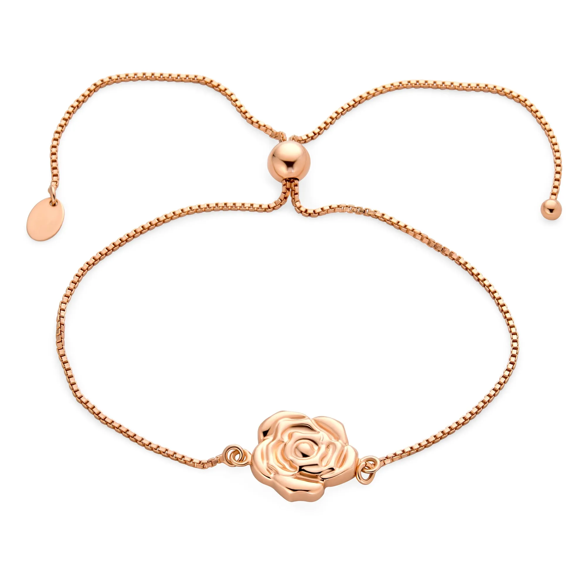 Delicate Garden Flower Strand Bracelet Rose Gold Plated Sterling Silver Bolo Style