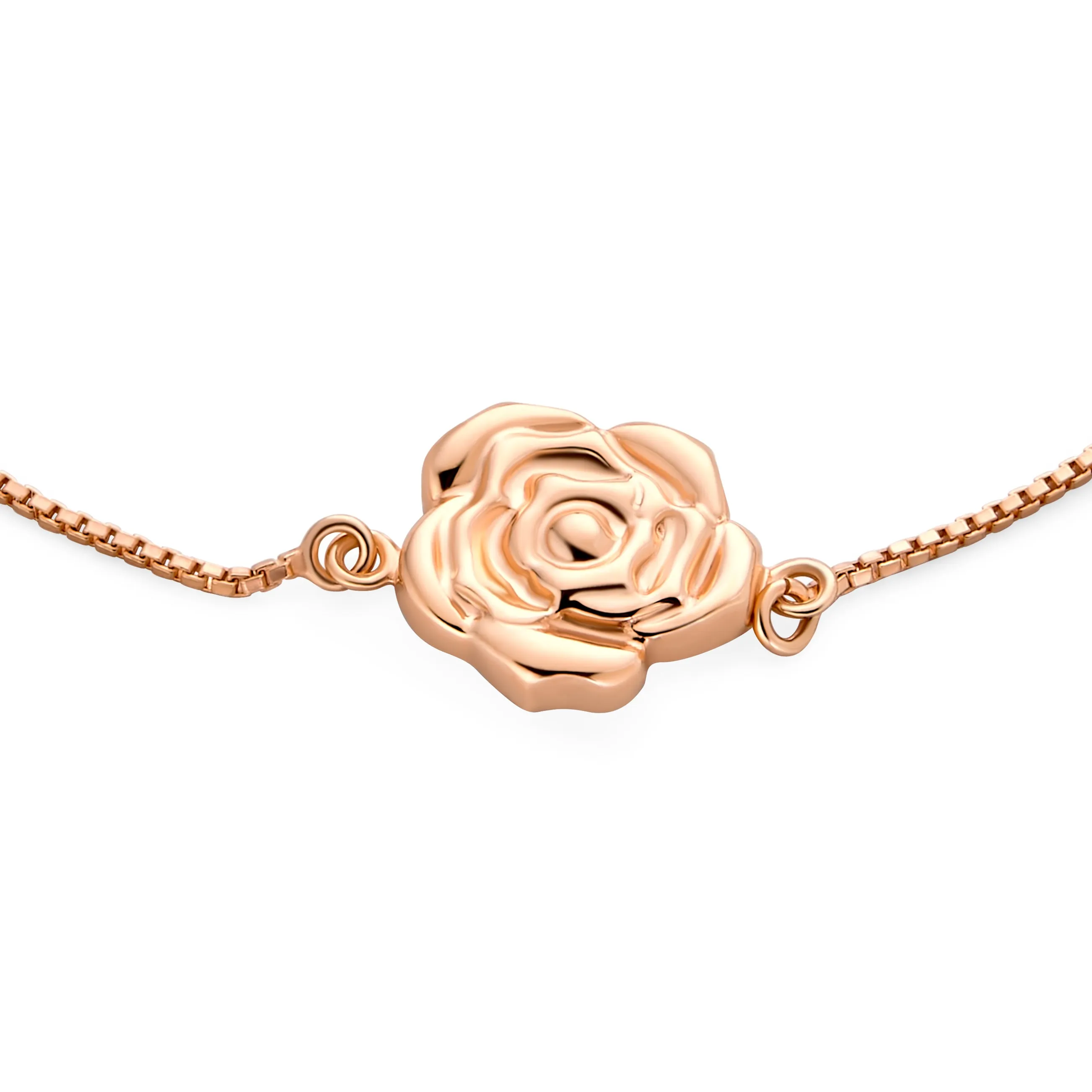 Delicate Garden Flower Strand Bracelet Rose Gold Plated Sterling Silver Bolo Style