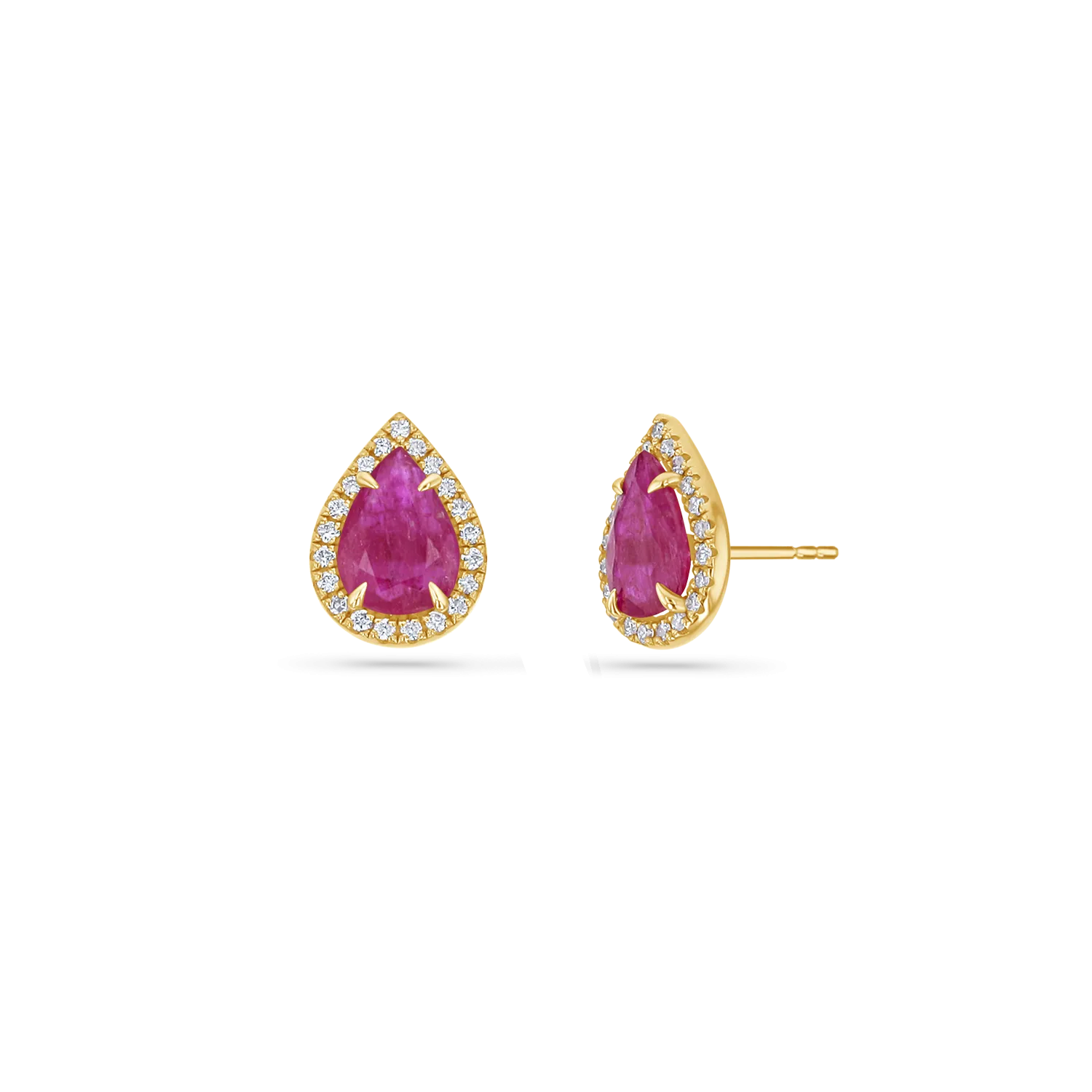 Diamond Pave Teardrop Ruby Studs