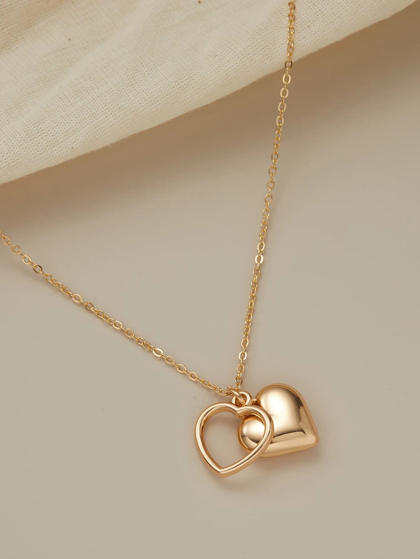 Double Heart Pendant Necklace Dainty Necklace Novelty Necklace Creative Necklace