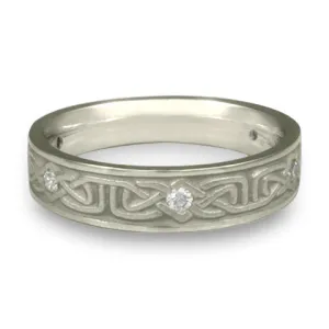 Extra Narrow Labyrinth with Diamonds Wedding Ring in Platinum