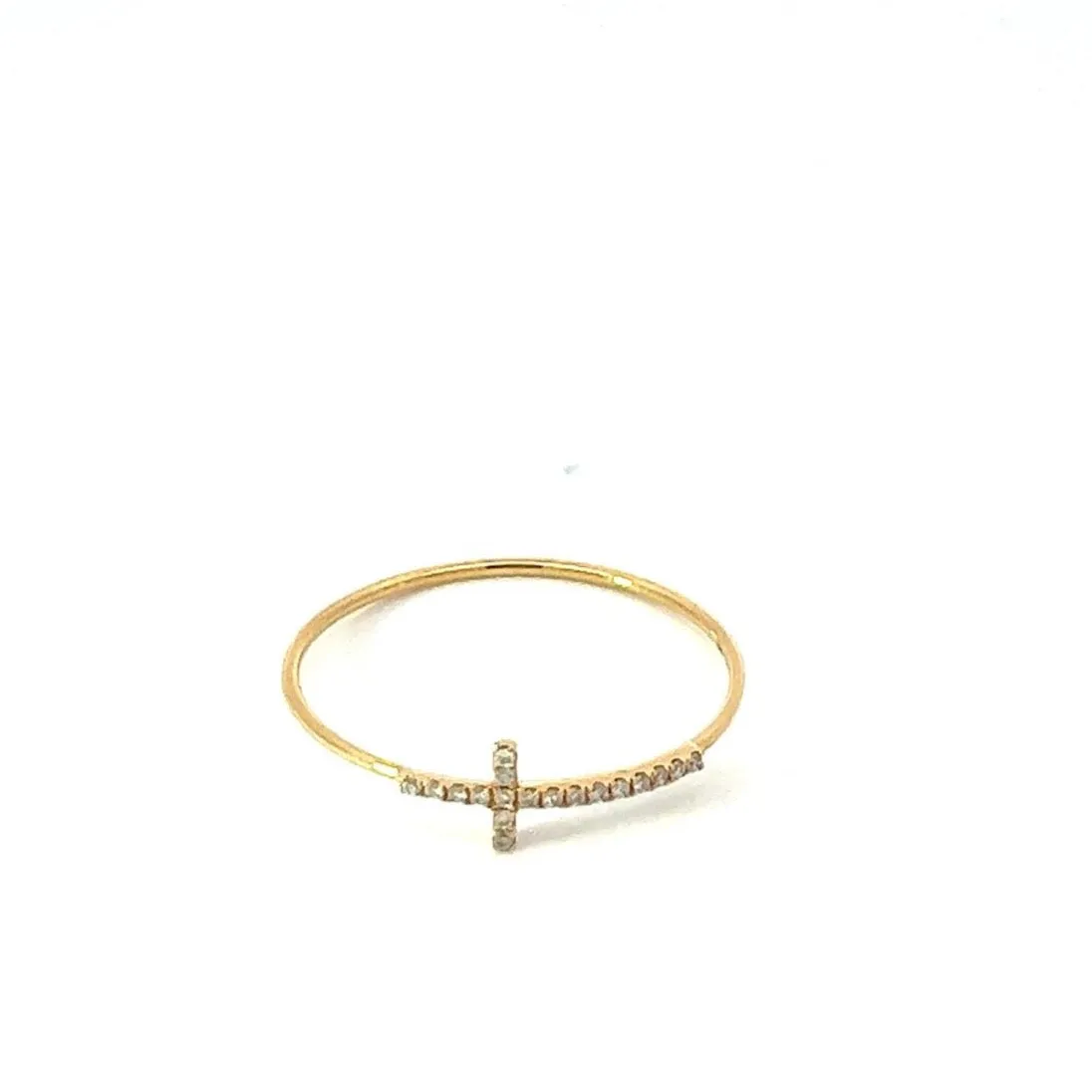 Faith Sideways Cross Diamond Ring, 14K Yellow Gold