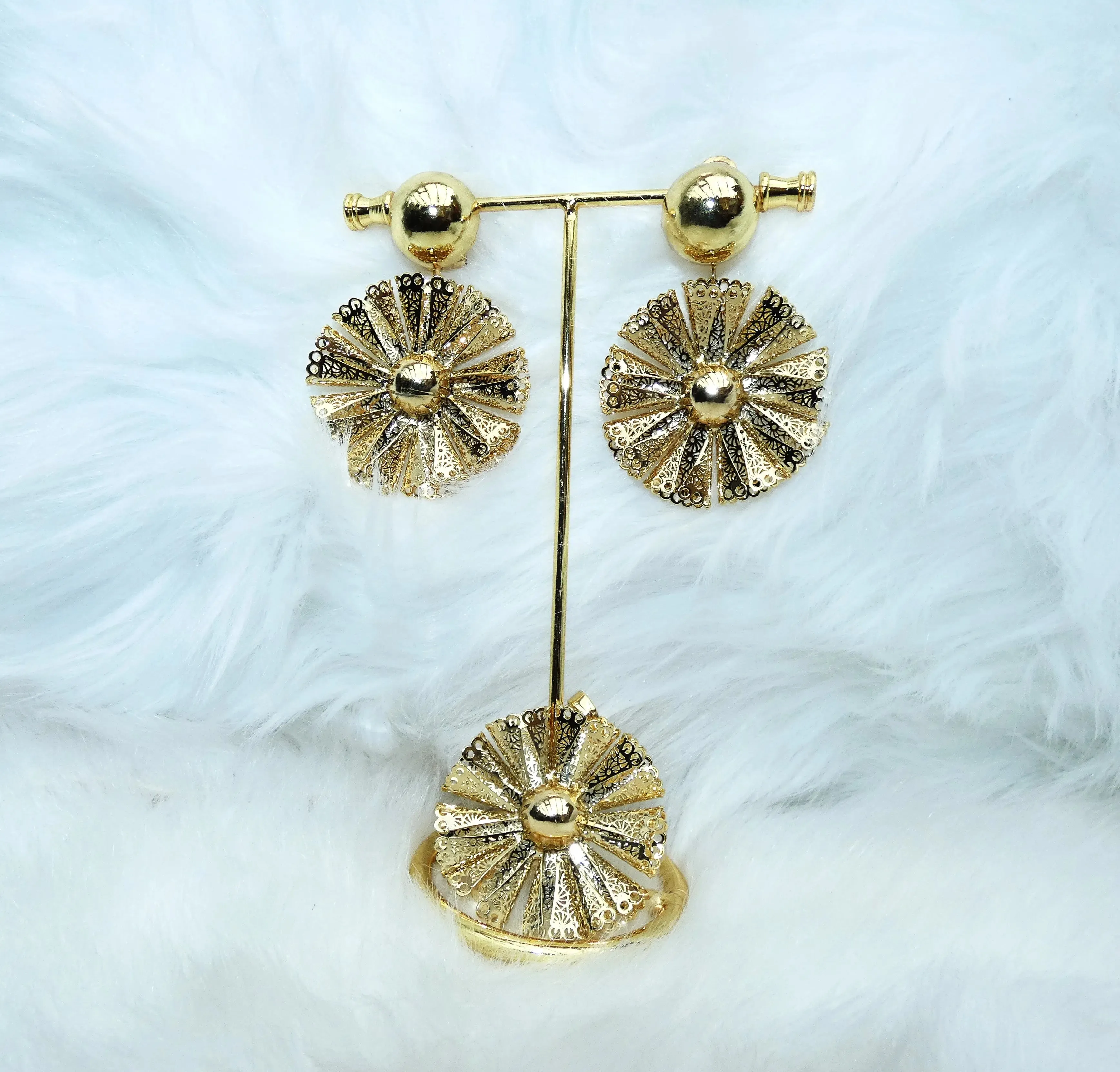 Fan Bold Gold Plated Party Earring Jewellery UK