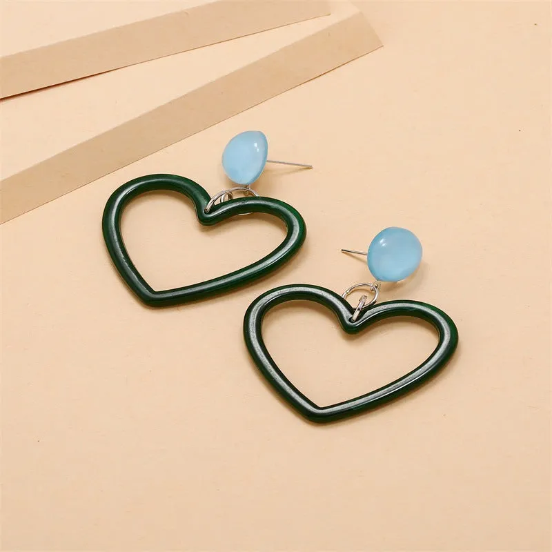 Fashion Simple Retro Net Red Heart-Shaped Earrings