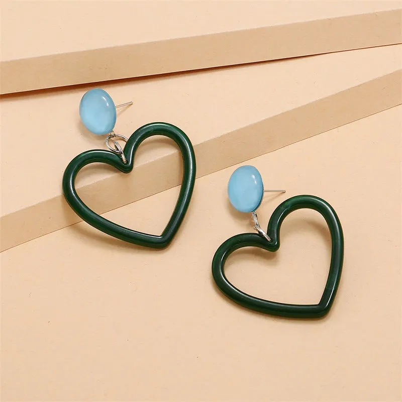 Fashion Simple Retro Net Red Heart-Shaped Earrings