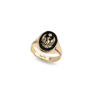 Fire Within 14K Gold Diamond Set Signet Ring