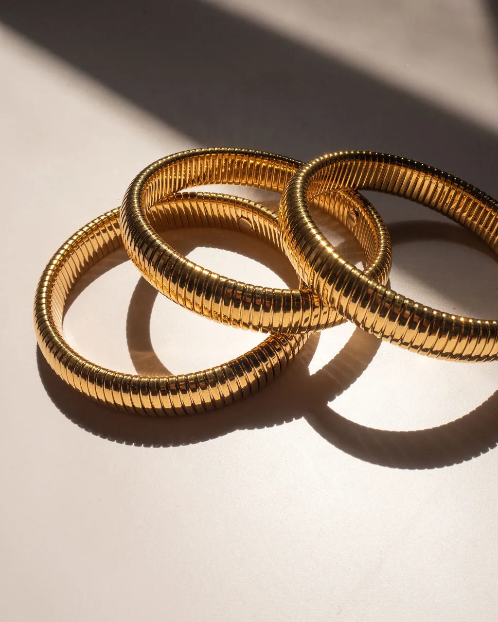 Flex Snake Chain Bracelet- Set of 3 (12mm wide)- Gold