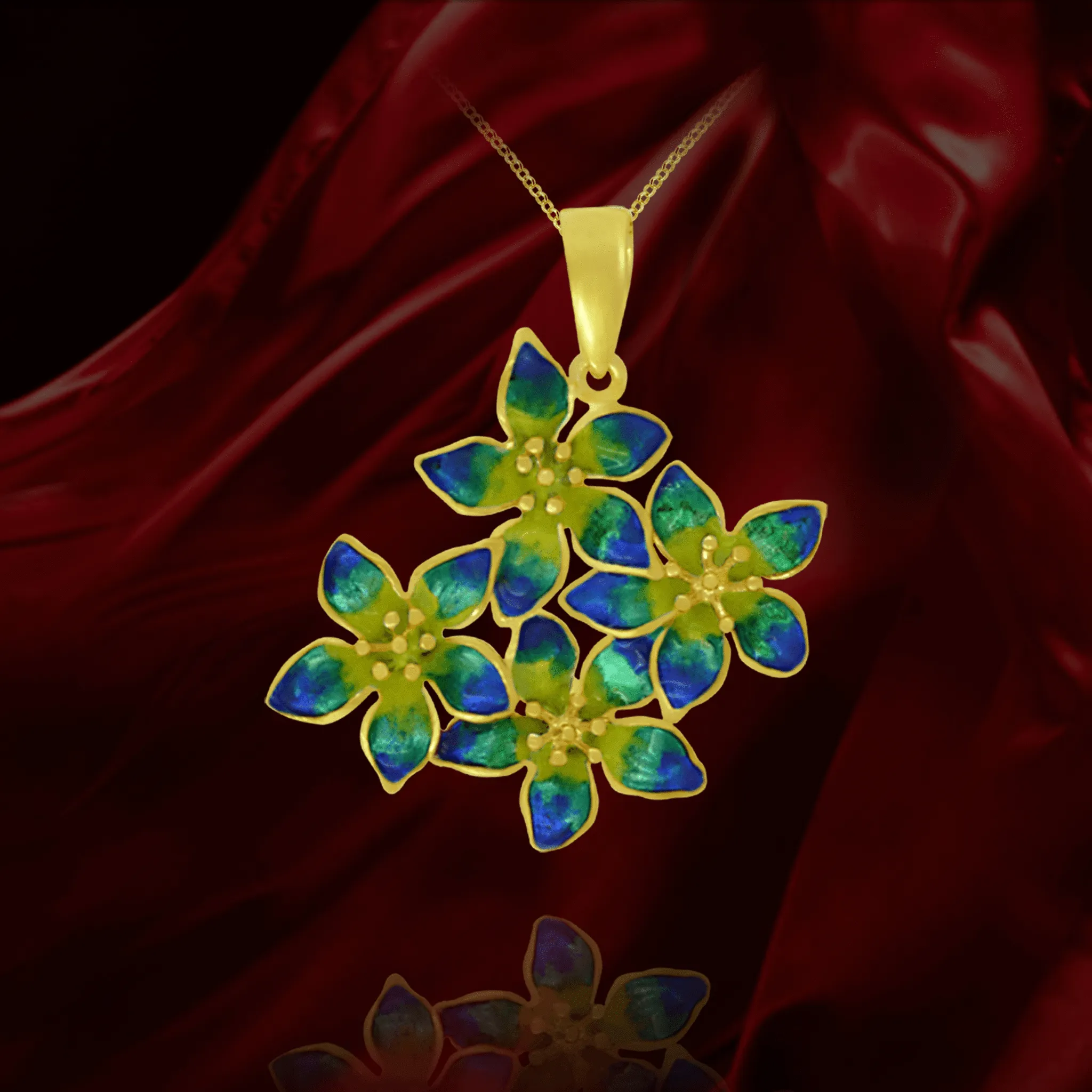 Flower Pendant with Enamel Detail