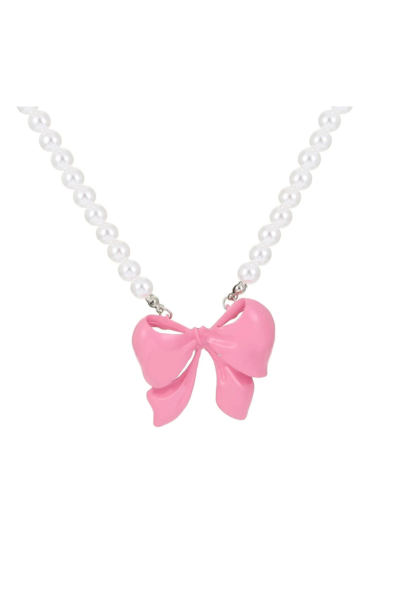 Flytonn-Valentine's Day gift Pearl Bow-tie Pendant Necklaces