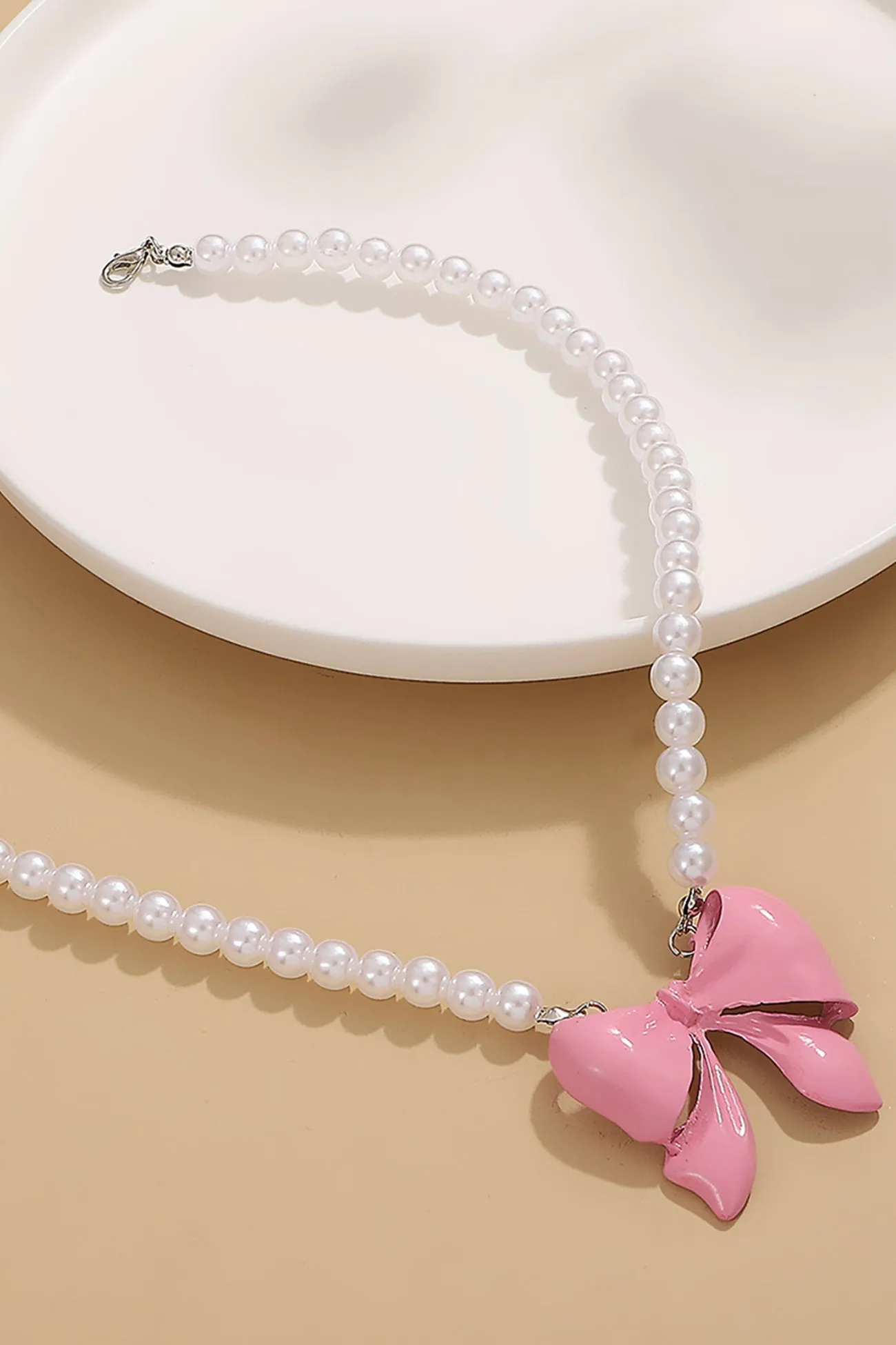 Flytonn-Valentine's Day gift Pearl Bow-tie Pendant Necklaces