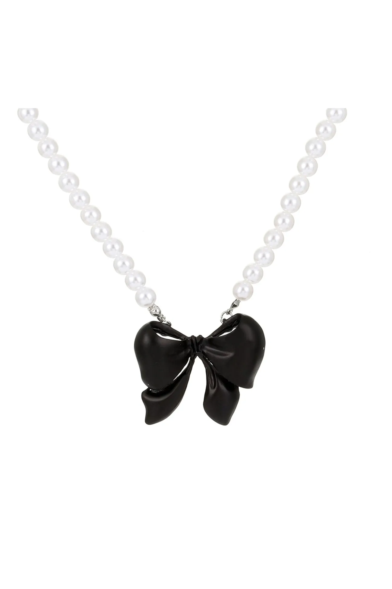 Flytonn-Valentine's Day gift Pearl Bow-tie Pendant Necklaces