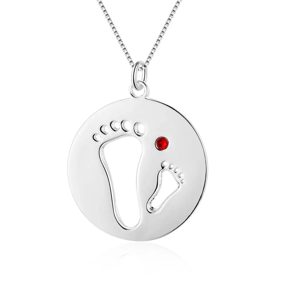 Footprint 925 Sterling Silver Necklaces, Fashion Jewelry for Girls, Trendy Women’s Pendants