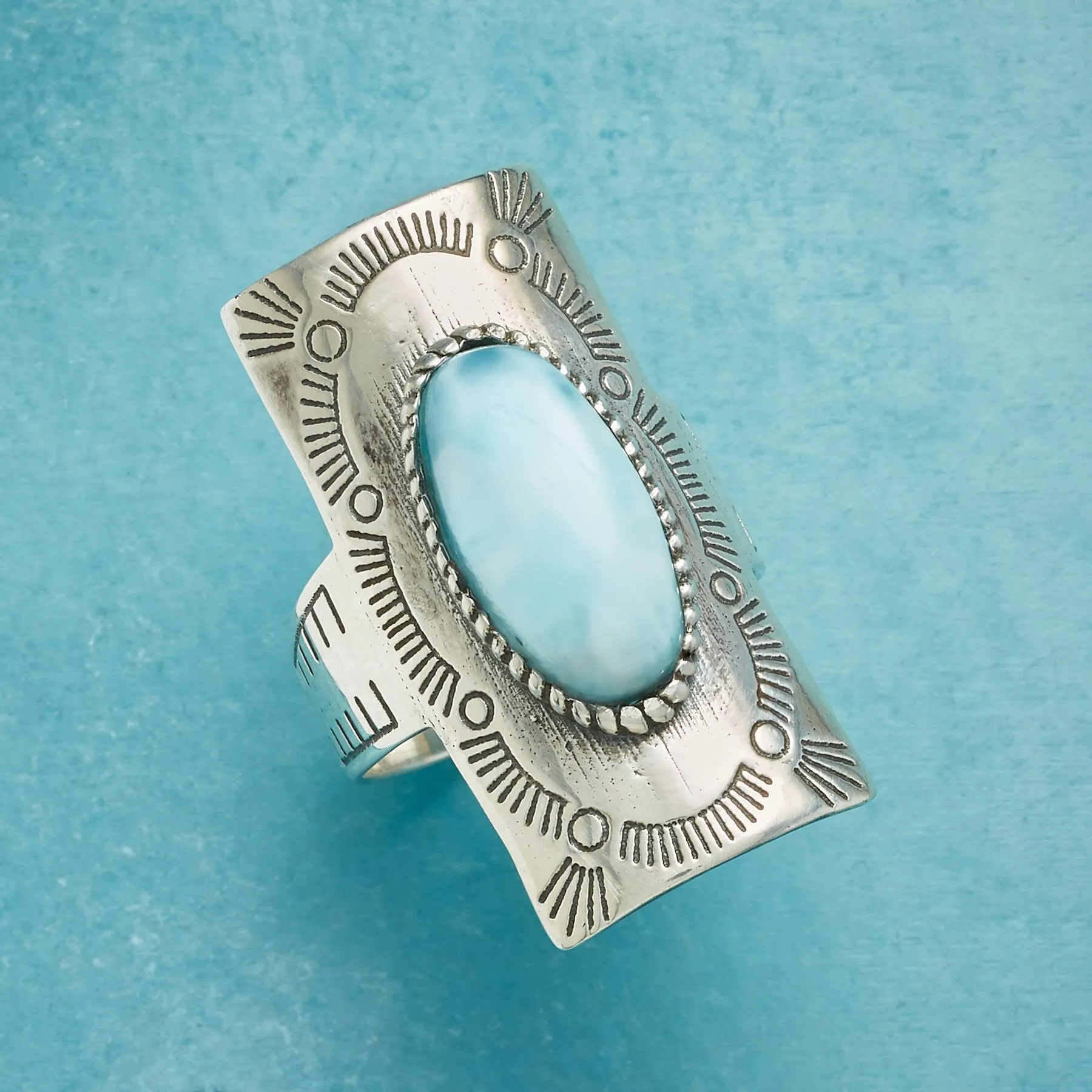 Four Corners Larimar Ring