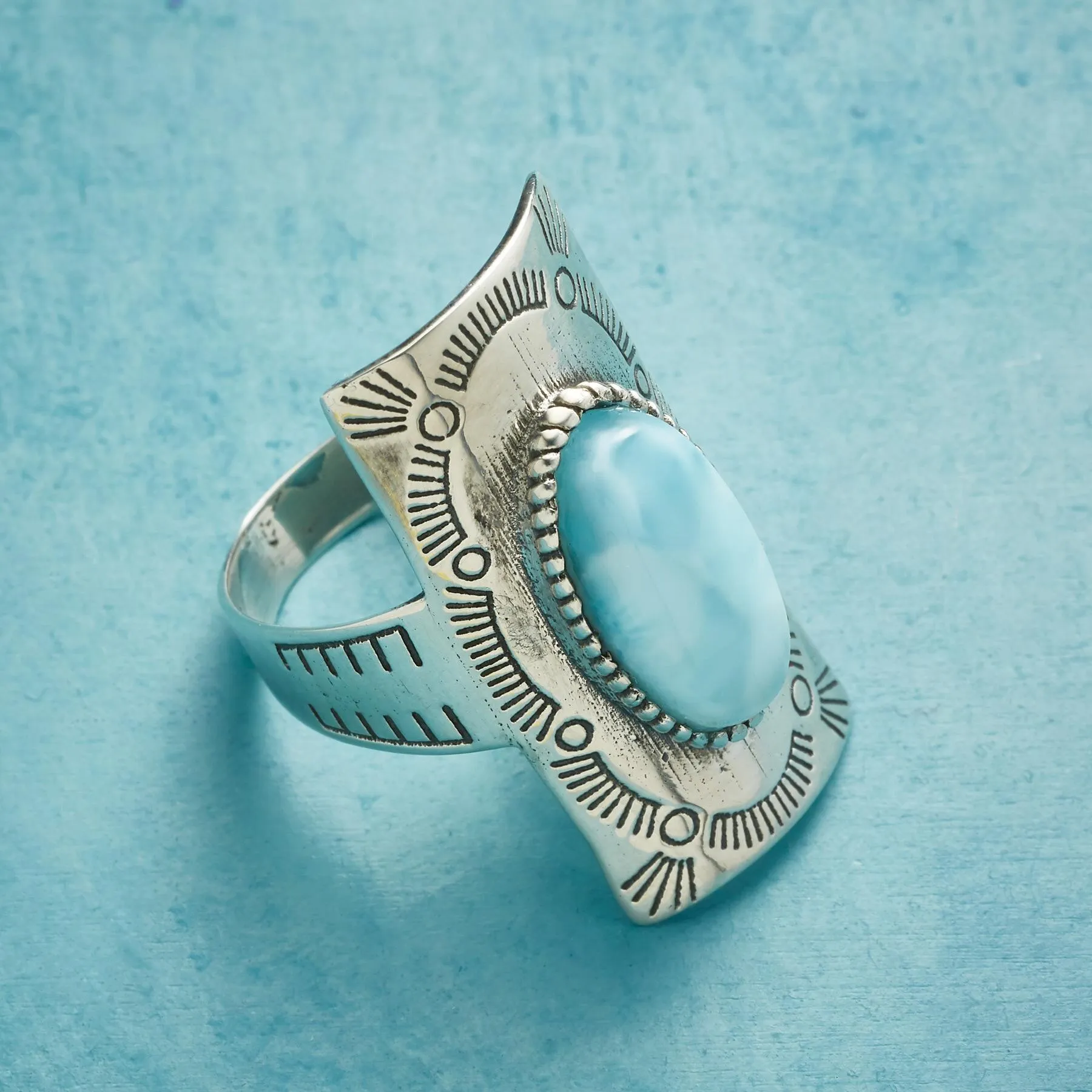 Four Corners Larimar Ring