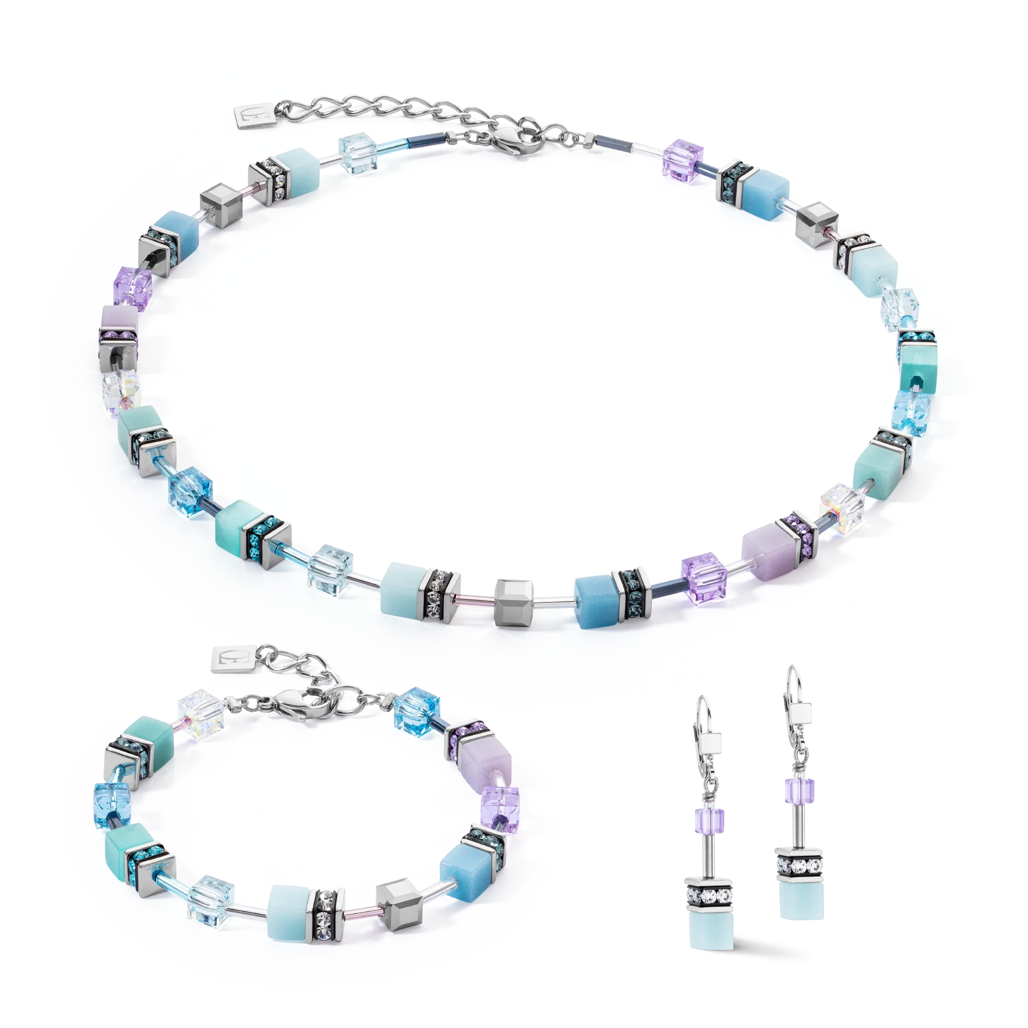 GeoCUBE® Iconic earrings aqua-lilc