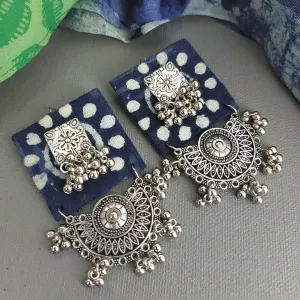 Ghungroo Grace Indigo Fabric Earring