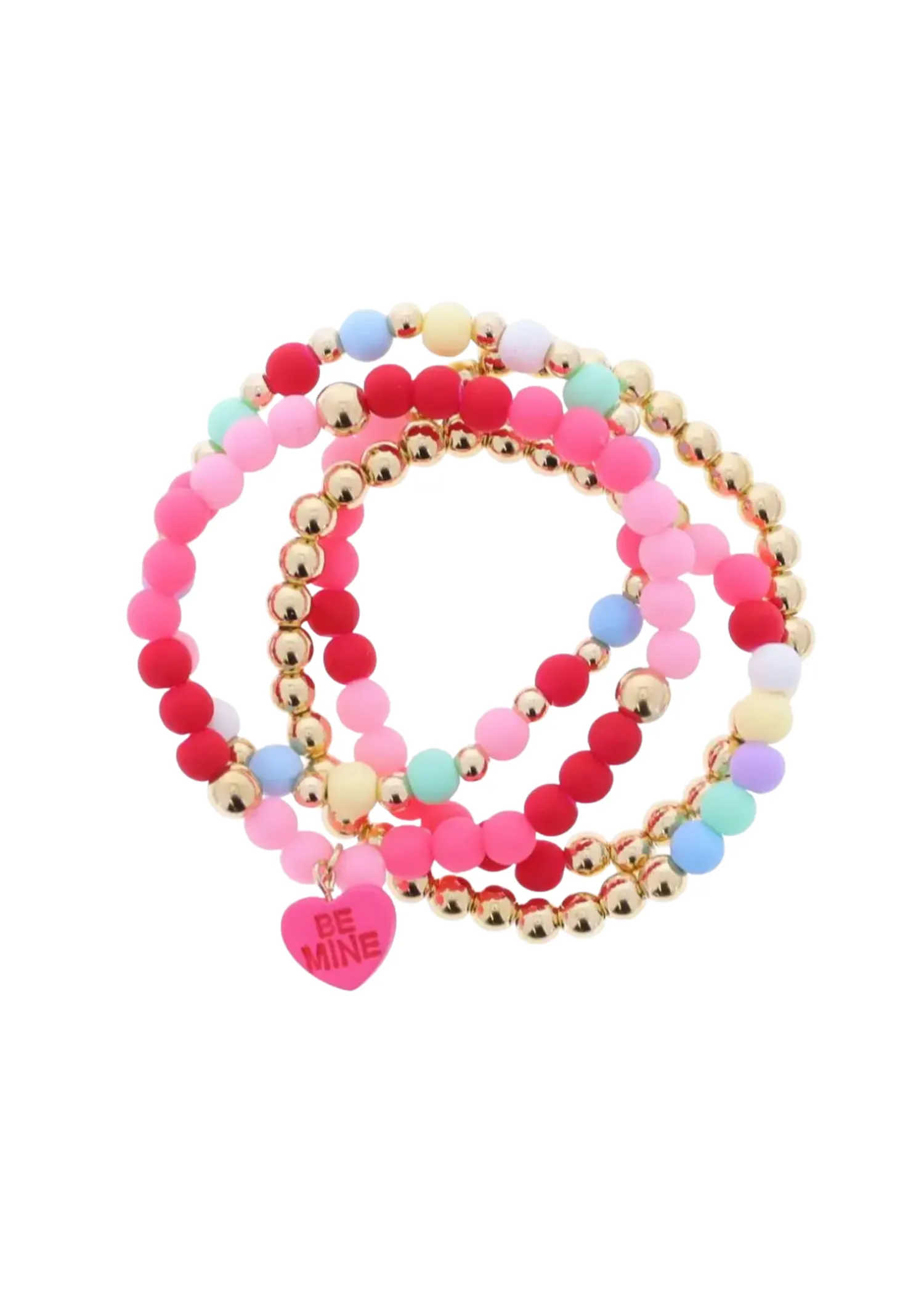 GIRLS BE MINE BRACELET SET - PINK