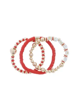 GIRLS BE MINE BRACELET SET - RED